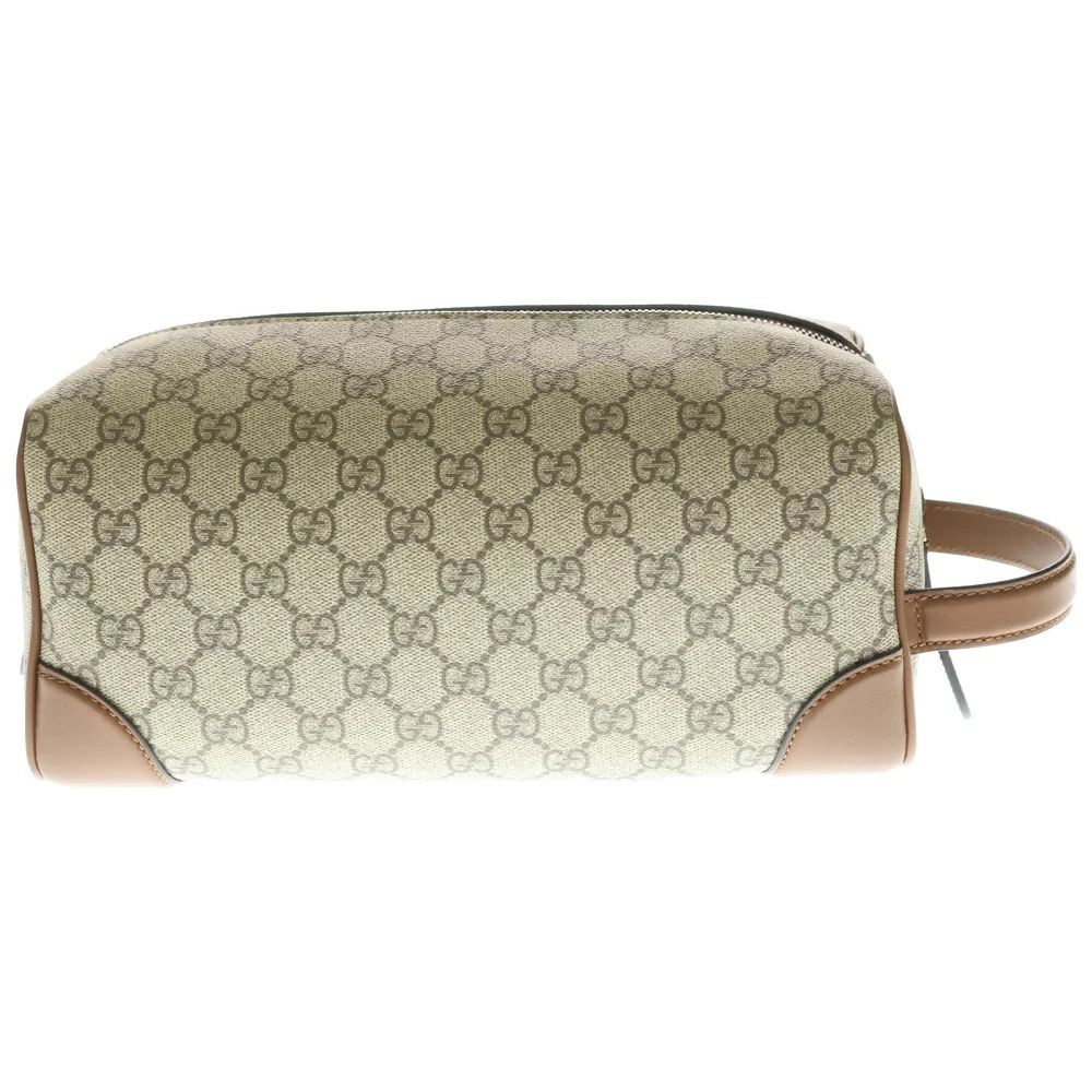 Gucci Toiletry Case Clutch Bag GG Brown Emblem Hand